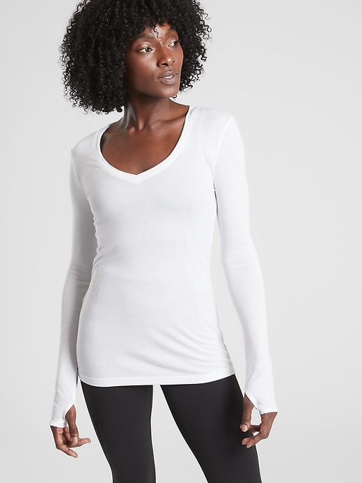 View large product image 1 of 3. Cloudlight Rib V Neck Top