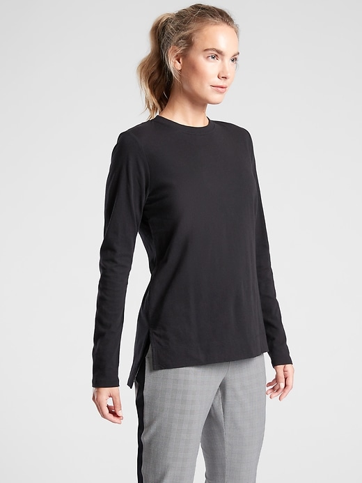 1 of 8 showing, with the color Black of product Organic Daily Long Sleeve