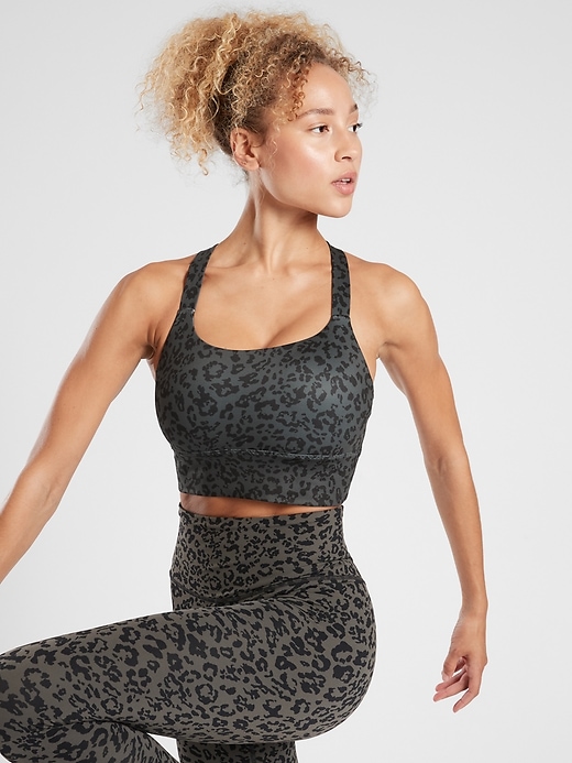 1 of 8 showing, with the color Arbor Olive Leopard Print of product D-DD Actualize Longline Bra