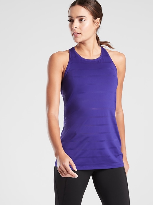View large product image 1 of 3. High Neck Chi Double Stripe Tank