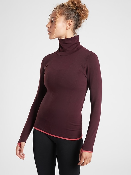 1 of 8 showing, with the color Antique Burgundy of product Flurry Downslope Turtleneck