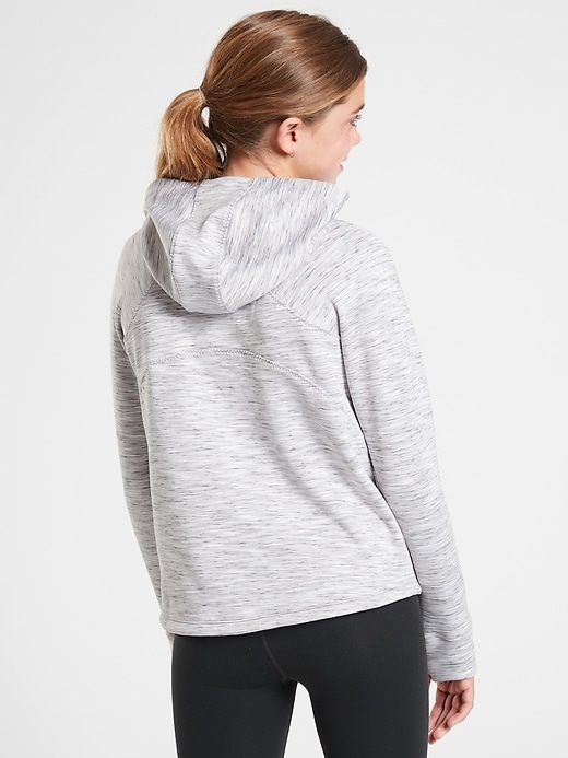 2 of 8 showing, with the color Grey Heather Spacedye of product Athleta Girl Plush Crush Hoodie