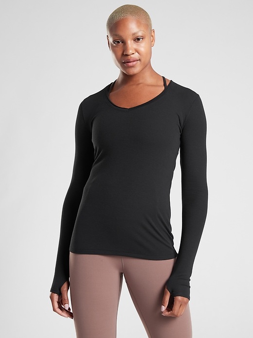 View large product image 1 of 3. Cloudlight Rib V Neck Top