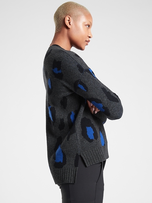 Image number 3 showing, Leopard Wool Cashmere Crew