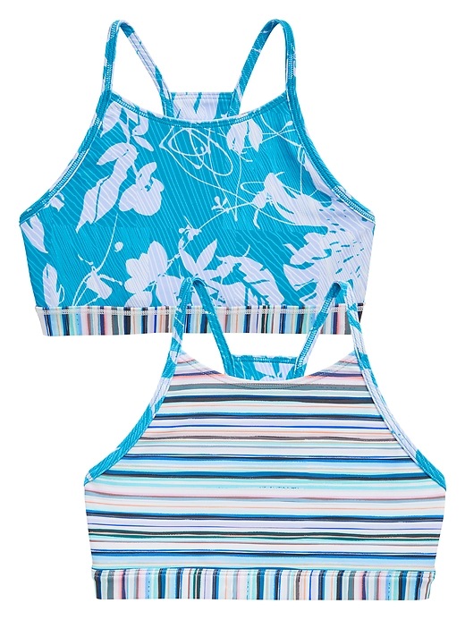 Image number 1 showing, Athleta Girl Reversible Tropical Stripe Bikini Top