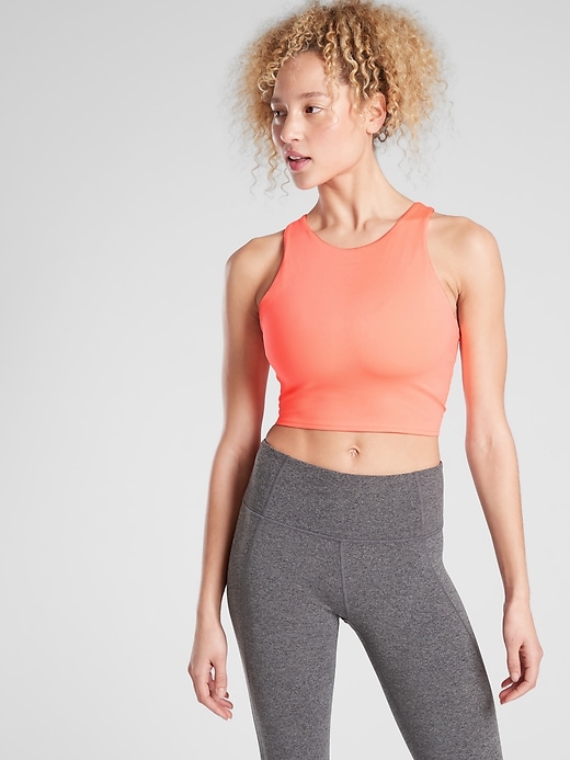 1 of 8 showing, with the color Coral Volt of product Conscious Crop Bra D-DD