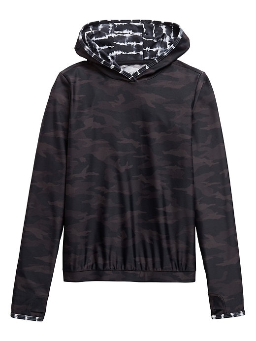 1 of 8 showing, with the color Camo Tie Dye of product Athleta Girl Camo Tie Dye Hooded Rashguard