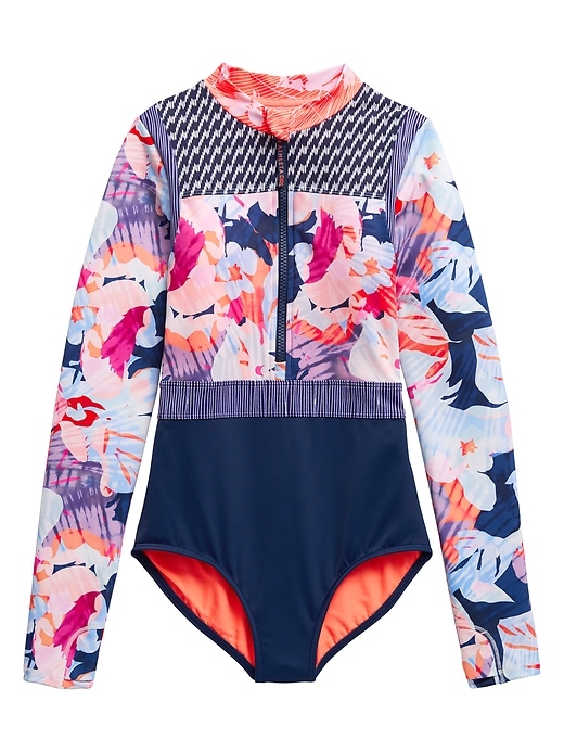1 of 8 showing, with the color Sunny Flora of product Athleta Girl Sunny Flora One Piece