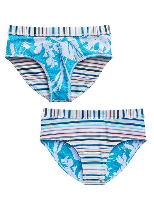 Image number 1 showing, Athleta Girl Reversible Tropical Stripe Bikini Bottom