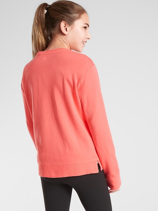 2 of 8 showing, with the color Passionfruit Coral of product Athleta Girl Beachy Pocket Sweatshirt