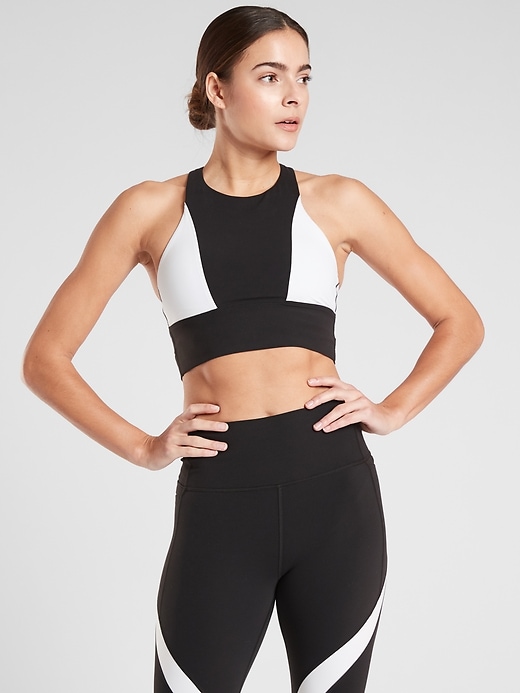 1 of 8 showing, with the color Black/ White of product Radiant Colorblock Bra in Powervita™ A-C