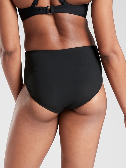 2 of 8 showing, with the color Black of product Shirred Tie High Rise Bottom