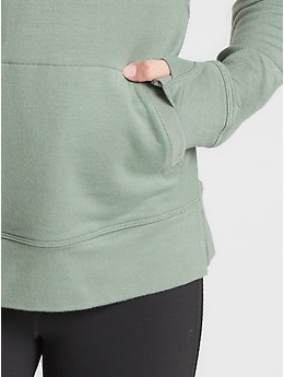 Athleta Girl Sweatshirt Kangaroo Pocket Thumbholes Sage Green Size 12