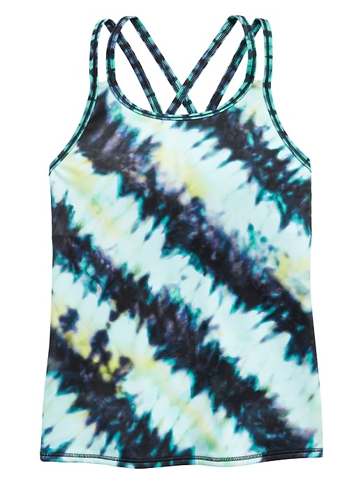1 of 8 showing, with the color Chroma Dye Cool of product Athleta Girl Palm Tie Dye Tankini Top