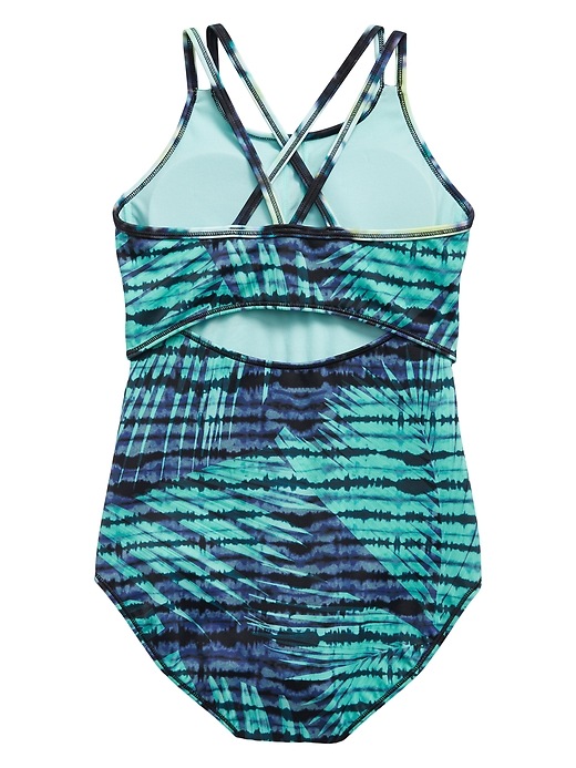 View large product image 2 of 2. Athleta Girl Palm Tie Dye One Piece