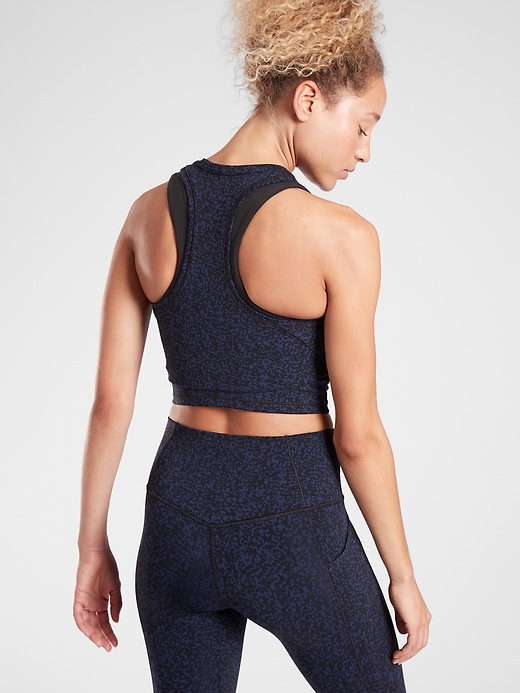 2 of 8 showing, with the color Dress Blue of product Shanti Crop Jacquard Tank