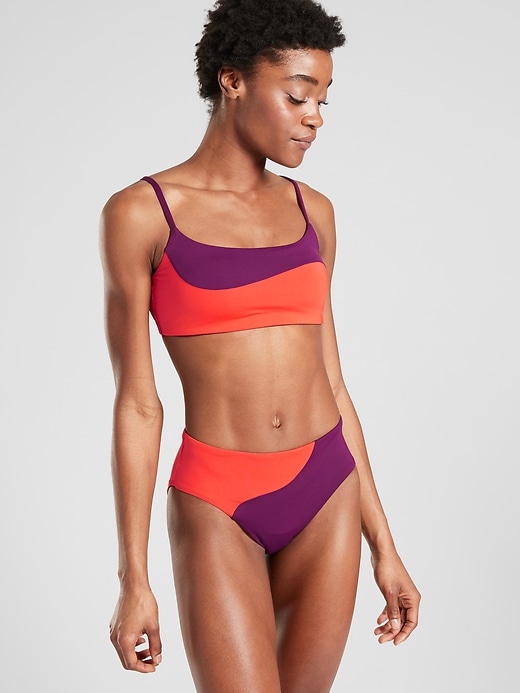 Image number 1 showing, A&#45C Asym Colorblock Scoop Bikini Top