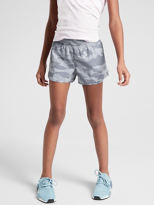 1 of 8 showing, with the color Slate Grey Camo of product Athleta Girl Need For Speed 2.5" Short