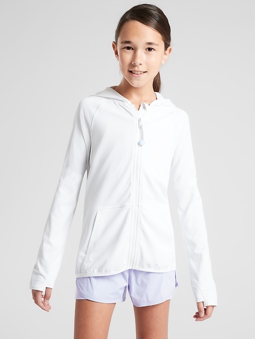 1 of 8 showing, with the color White of product Athleta Girl Tis' the Sea Sun Jacket