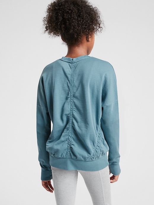 2 of 8 showing, with the color Dark Surf Teal of product Athleta Girl Beachy Scrunch Sweatshirt