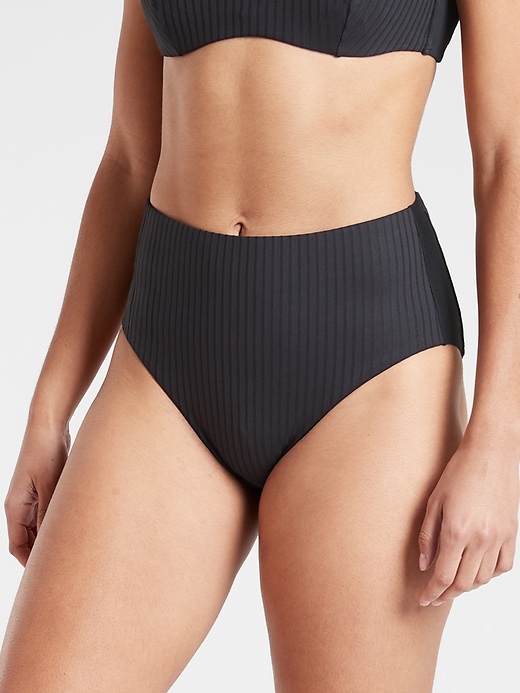 1 of 8 showing, with the color Black of product Rib High Waist Bottom