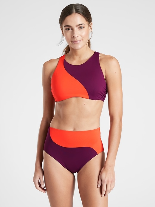 View large product image 1 of 3. Asym Colorblock High Neck Bikini