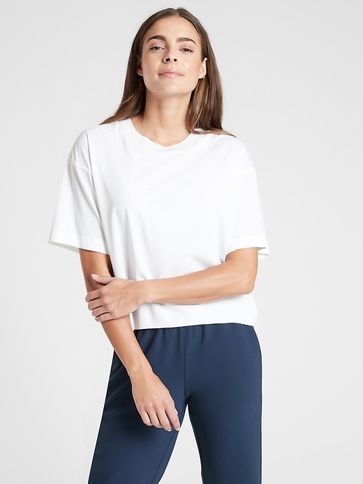 1 of 8 showing, with the color Bright White of product Zephyr Crop Tee