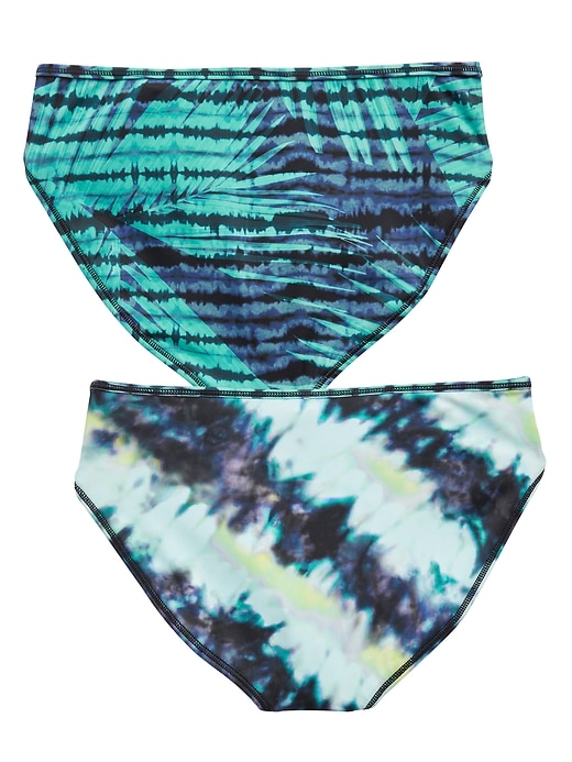 2 of 8 showing, with the color Chroma Dye Cool of product Athleta Girl Reversible Palm Tie Dye Bikini Bottom