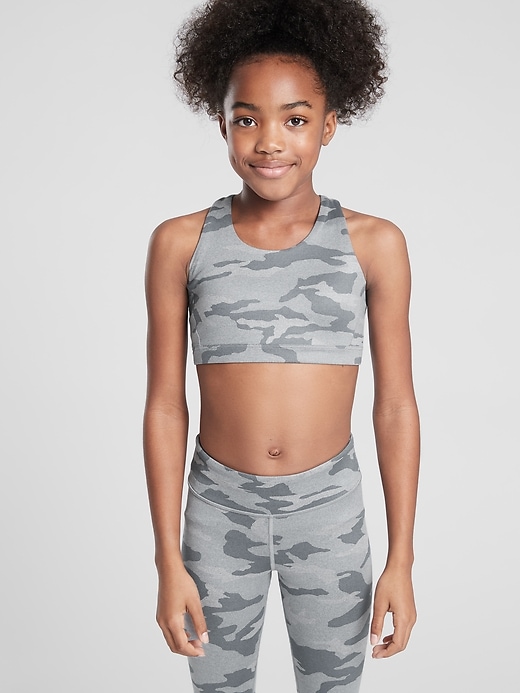 2 of 8 showing, with the color Camo Lux Dark Grey of product Athleta Girl Printed Speed Racer Bra
