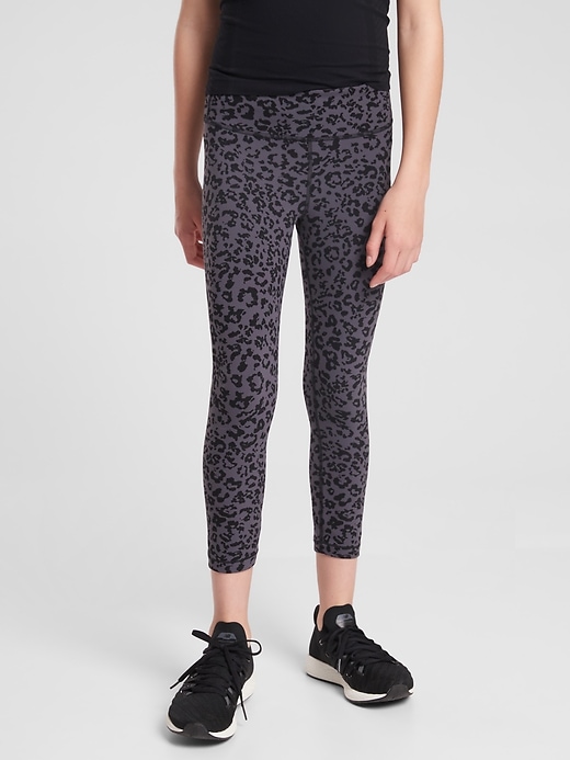 1 of 8 showing, with the color Spring Night Leopard Print of product Athleta Girl Printed Chit Chat Capri in Powervita