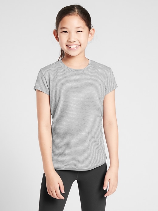 2 of 8 showing, with the color Grey/ White of product Athleta Girl Ready Set Racer Tee