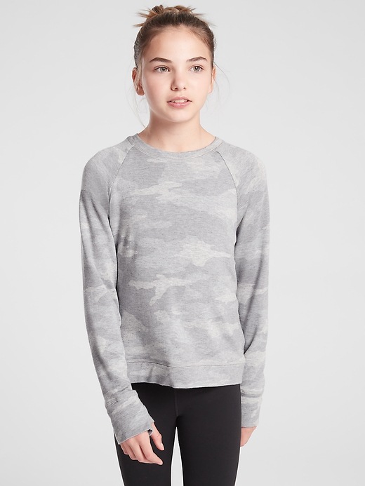 2 of 8 showing, with the color Grey Heather Camo of product Athleta Girl Cross Your Fingers Sweatshirt