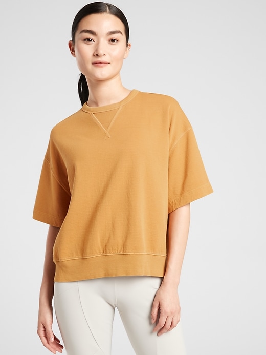 1 of 8 showing, with the color Tuscan Gold of product Modern Sundown Sweatshirt Tee