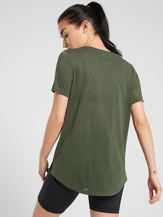 2 of 8 showing, with the color Tuscan Olive of product Breezy Scoop V Tee