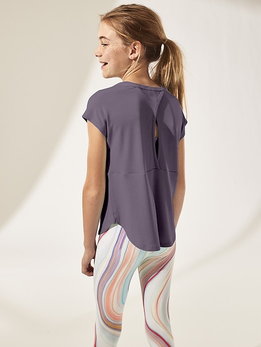 2 of 8 showing, with the color Mythical Purple of product Athleta Girl Summertime Tee