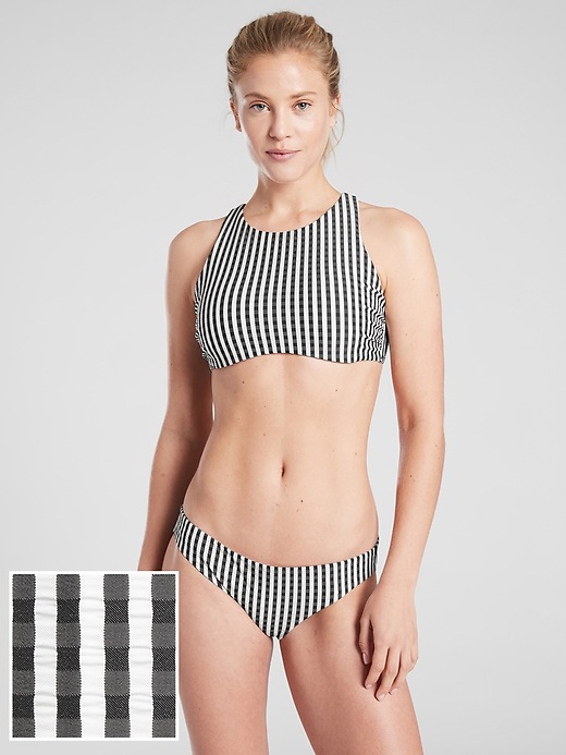 Athleta Stripe Seersucker High Neck Bikini Top. 1