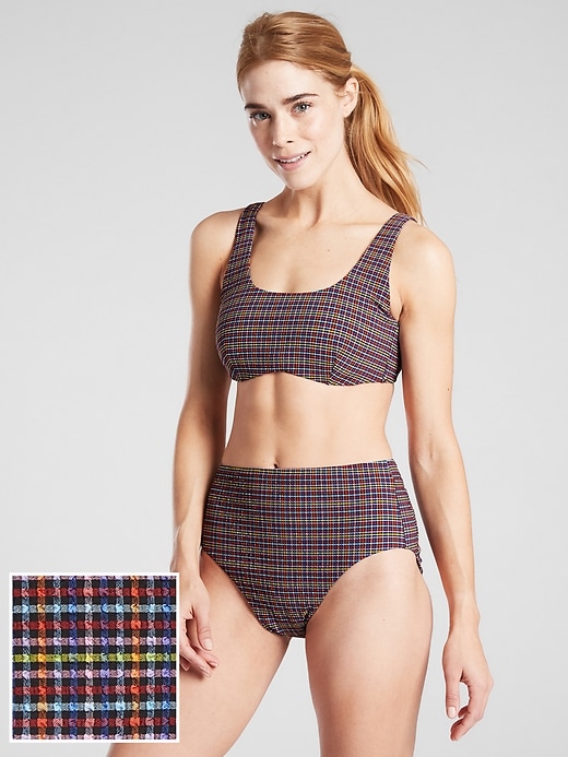 1 of 8 showing, with the color Multi of product Seersucker Scoop Bikini Top