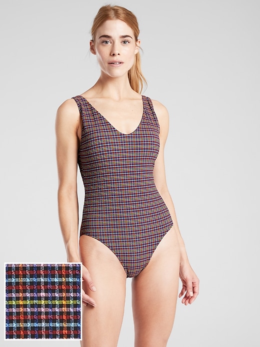 1 of 8 showing, with the color Multi of product Seersucker V-Neck One Piece