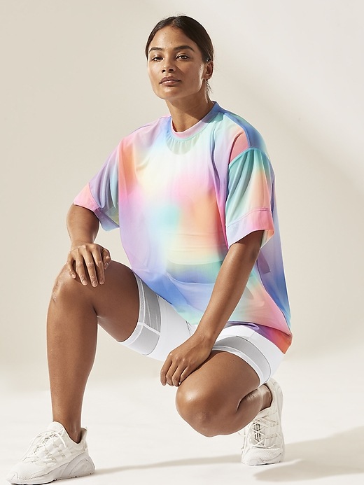 View large product image 1 of 2. Mesh Oversized Printed Tee