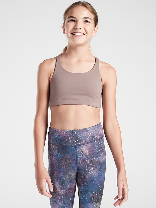 2 of 8 showing, with the color Sparrow Taupe of product Athleta Girl Upbeat Bra 2.0