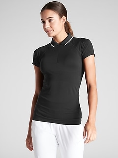Details about   Athleta NWT Women's Momentum Polo Tee Size Med Color Black