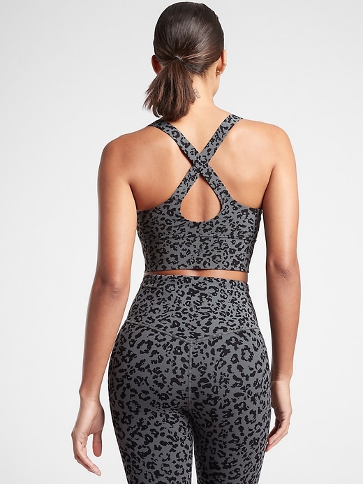 2 of 8 showing, with the color Leopard Anthracite Grey of product Warrior Longline Printed Bra D-DD+
