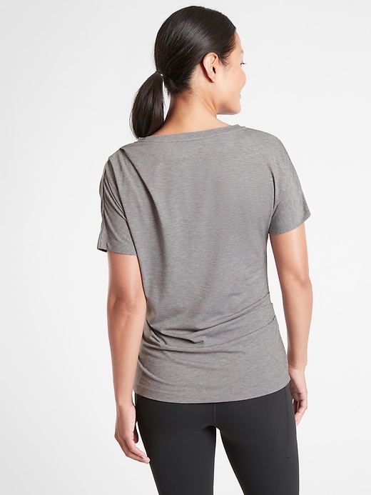 2 of 8 showing, with the color Grey Heather of product Essence Pleated Tee