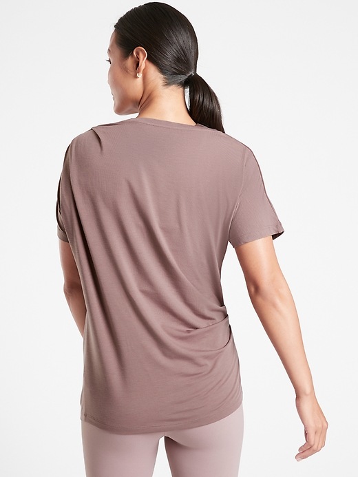 2 of 8 showing, with the color Smoked Almond of product Essence Pleated Tee