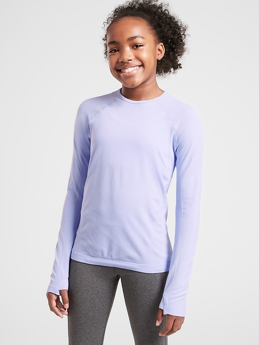 1 of 8 showing, with the color Serendipity Blue of product Athleta Girl Power Up Seamless Regular Length Top