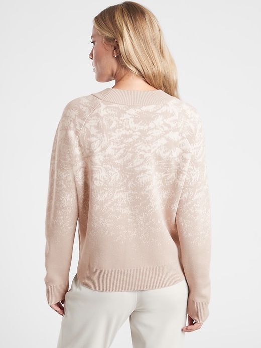 2 of 8 showing, with the color Frosted Floral Cream of product Jacquard Crew Sweater