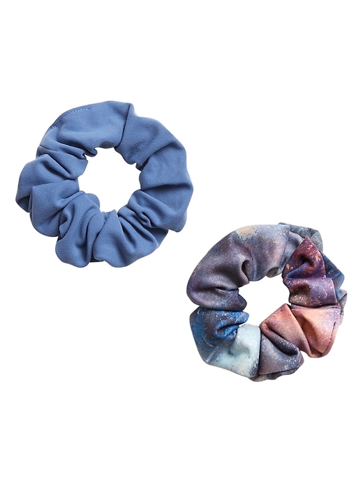 2 of 8 showing, with the color Chrome Blue/ Frozen Floral of product Athleta Girl Scrunchie 2-Pack