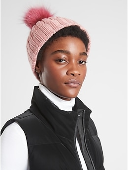 Grey hat pink pom 2025 pom