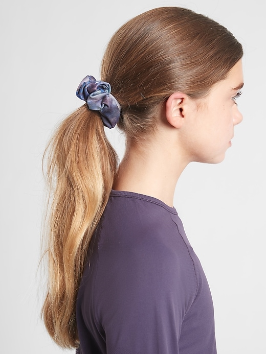 1 of 8 showing, with the color Chrome Blue/ Frozen Floral of product Athleta Girl Scrunchie 2-Pack