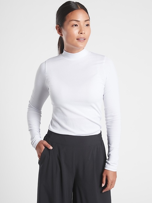 1 of 8 showing, with the color Bright White of product Renew Mock Neck Top